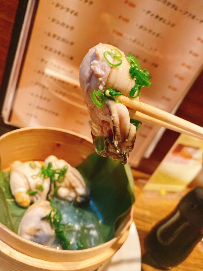 大和市中央林間「酒肴ダイニング喰」広島産牡蠣せいろ蒸しの牡蠣