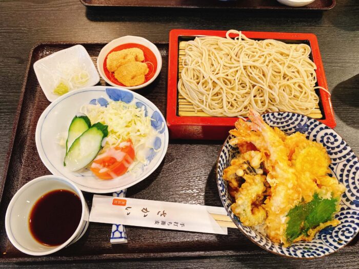 大和市南林間「手打ち蕎麦さかい」ランチの天ぷらセット