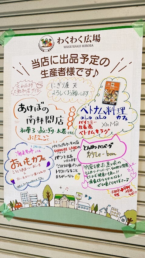 神奈川県大和市「わくわく広場大和プロス店」店舗外にある出品者達の手書きポスター３